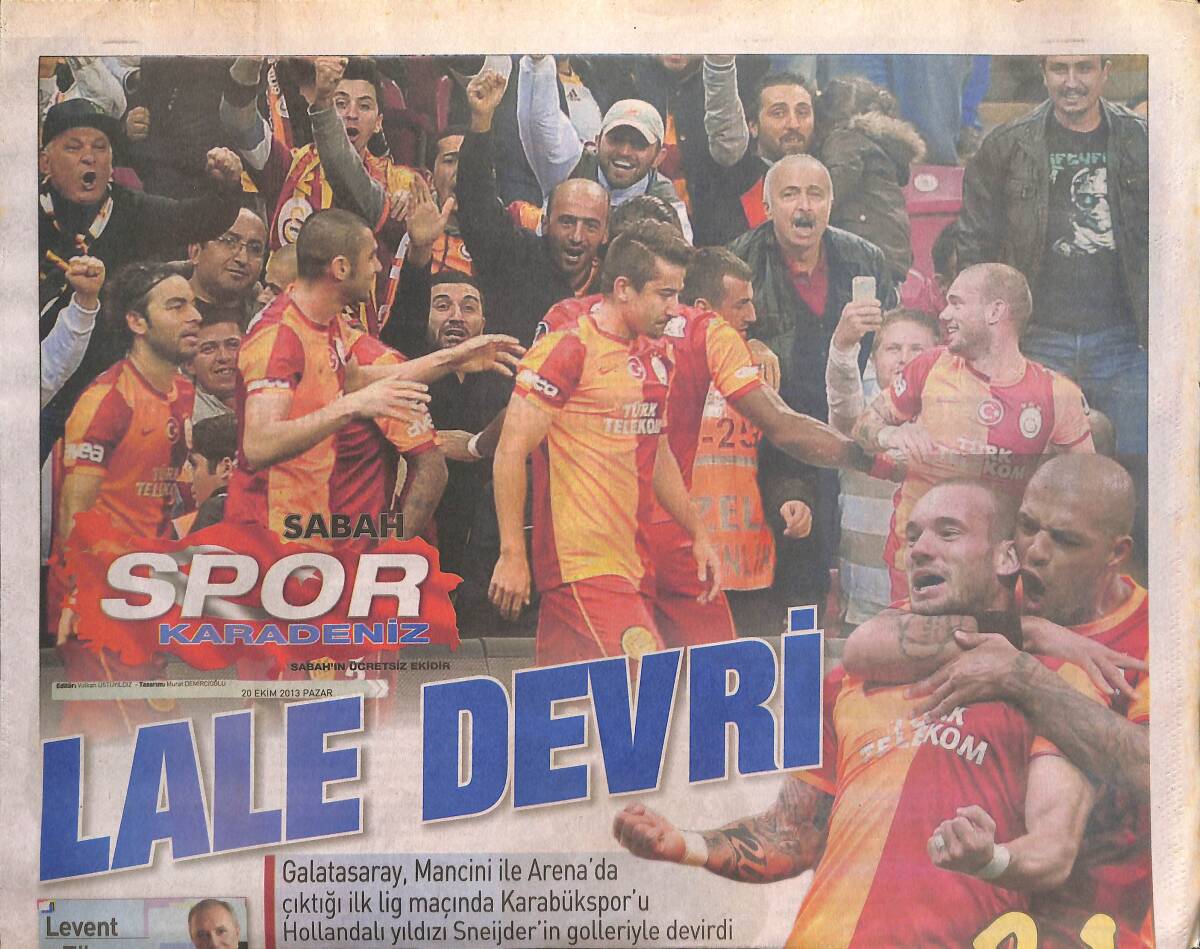 Sabah Gazetesi Spor Karadeniz Eki 20 Ekim 2013 - Lale Devri - Önce Mancini Sonra Terim - Yattara Trabzon'a Dönüyor GZ136393 - 1