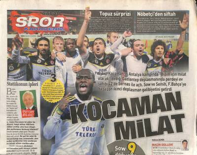 Sabah Gazetesi Spor Karadeniz Eki 27 Ocak 2013 - Sow 9 Doğurdu - Bayraktar Akyazı Projesi İçin Tarih Verdi GZ124945 - 1