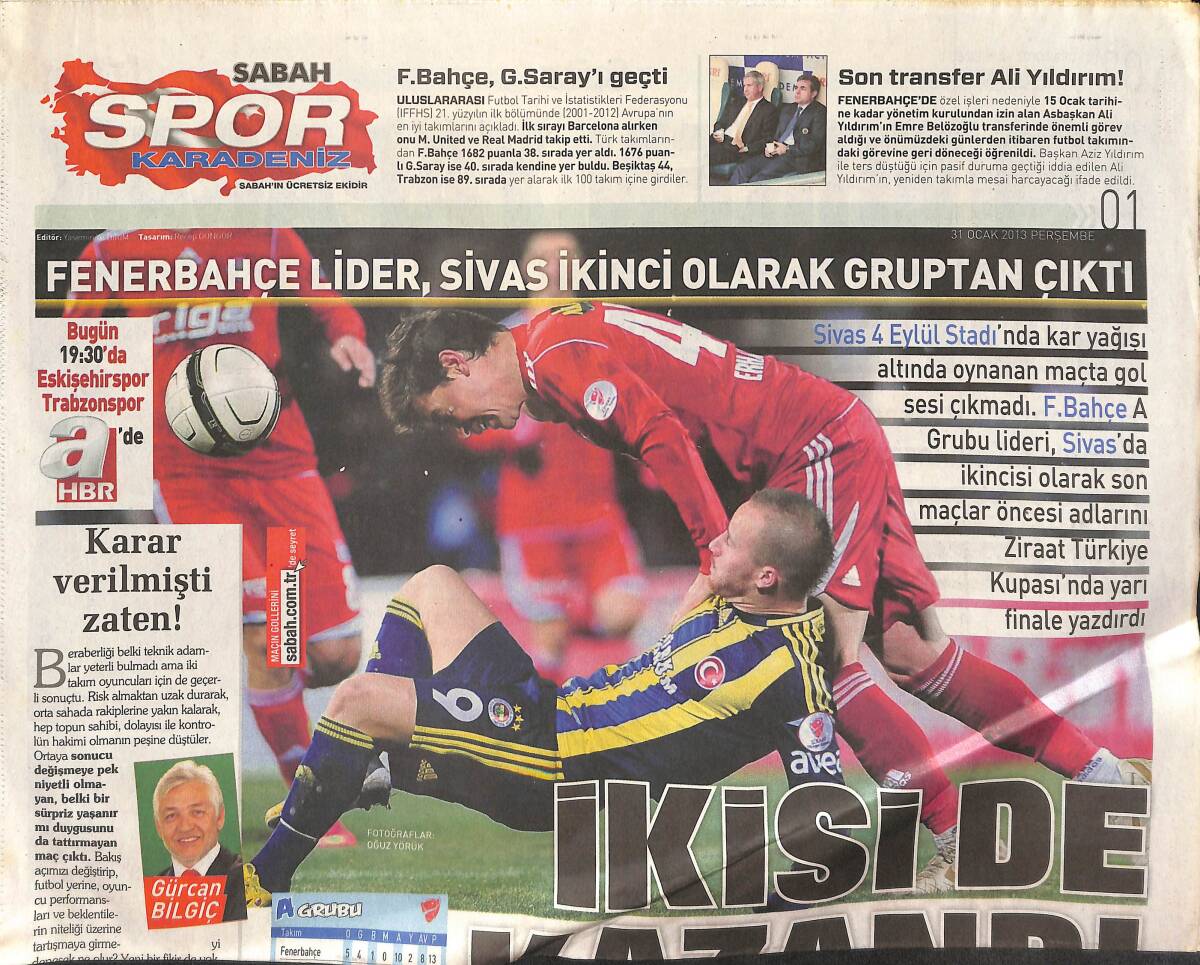 Sabah Gazetesi Spor Karadeniz Eki 31 Ocak 2013 - Doğru Transferi Zaman Gösterir - Orduspor'da Defansa Takviye GZ135710 - 1