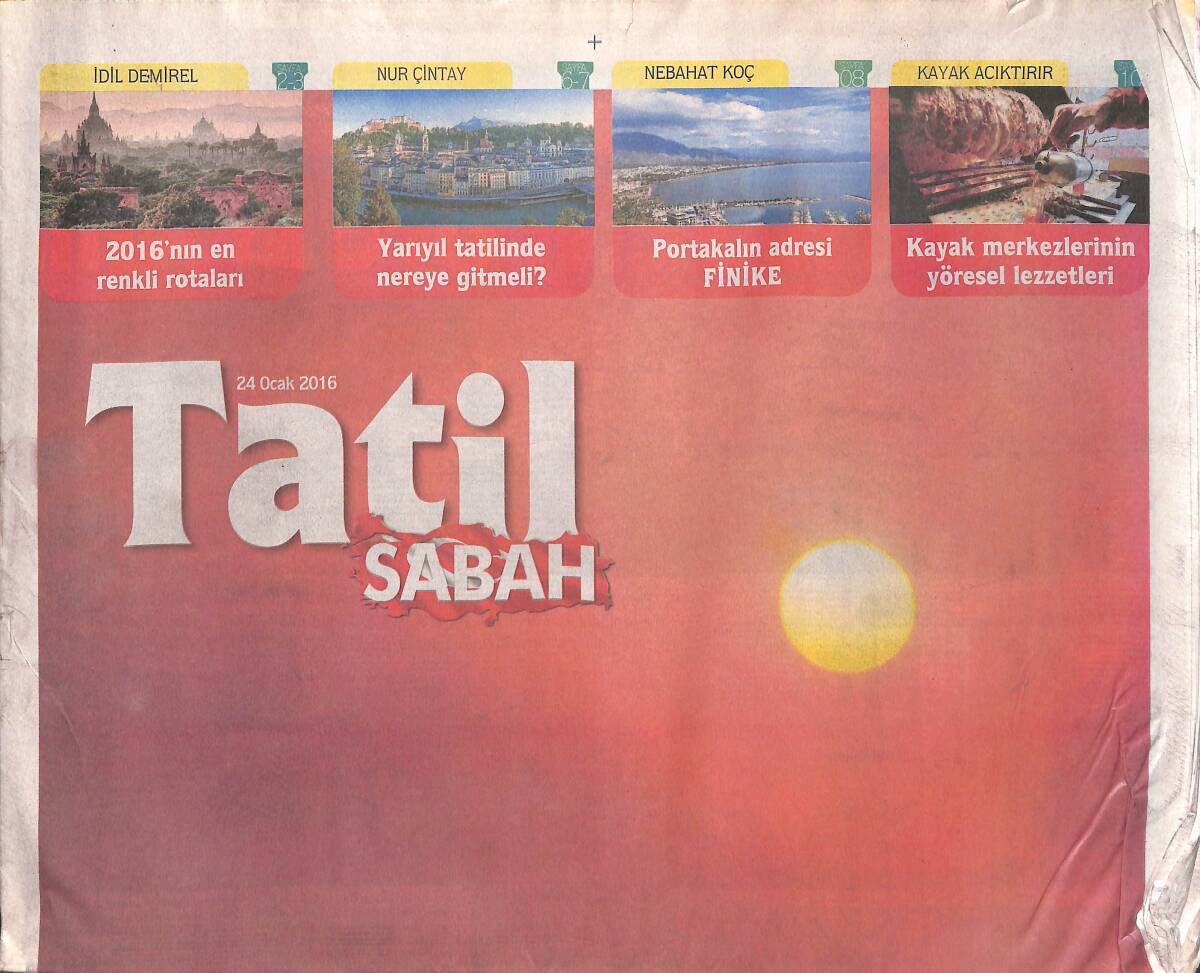 Sabah Gazetesi Tatil Eki 24 Ocak 2016 - Soğuk Mevsimde Sıcak Finike - Yakın Sıcak Samimi Atina GZ135323 - 1