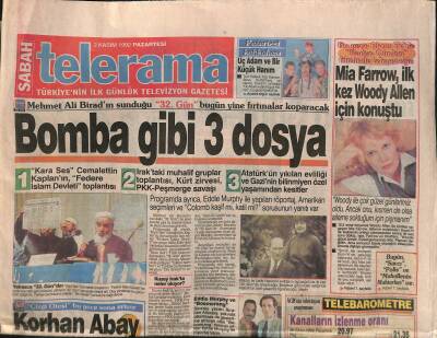 Sabah Gazetesi Telerama Eki 2 Kasım 1992 - Mia Farrow , İlk Kez Woody Allen İçin Konuştu GZ116298 - 1