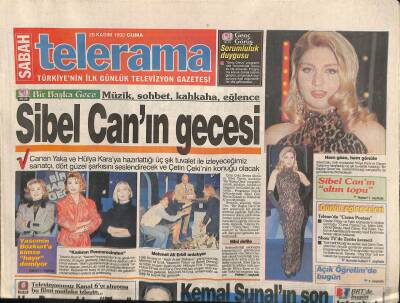 Sabah Gazetesi Telerama Eki 20 Kasım 1992 - Sibel Canın Gecesi GZ116190 - 1