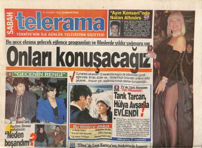Sabah Gazetesi Telerama Eki 21 Kasım 1992 - Gönül Yazardan Samimi İtiraf Kanallar Açıldı Biz de Açıldık GZ116195 - 1