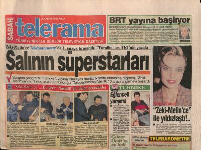 Sabah Gazetesi Telerama Eki 3 Kasım 1982 - Hüner Coşkuner de Transparan Giyer GZ116233 - 1