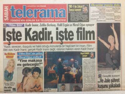 Sabah Gazetesi Telerama Eki 8 Ağustos 1993 - İşte Kadir İşte Film, Ahu Tuğba Nefes Kesecek GZ34926 - 1