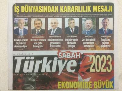 Sabah Gazetesi Türkiye Eki 29 Aralık 2017 - Ekonomide Büyük Dönüşüm Hamlesi GZ50704 - 1