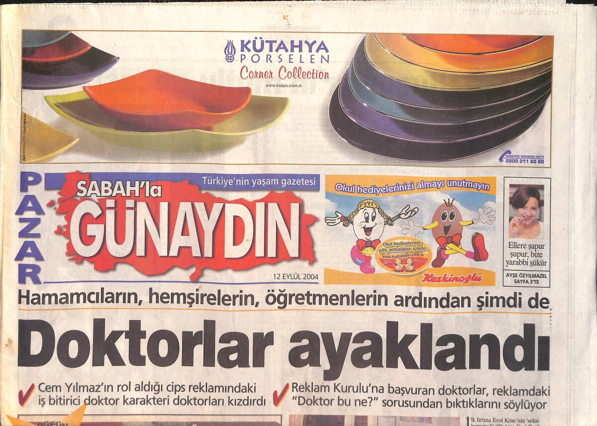 Sabah Günaydın Gazetesi 12 Eylül 2004 - Angelina Jolie Katil Avında - Ulusoyların Mutlu Gecesi GZ2979 - 1