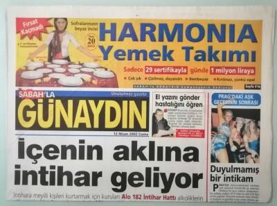 Sabah Günaydın Gazetesi 12 Nisan 2002 Ebru Şallı Sanat Dünyasını İkiye Böldü -GZ37073 - 1