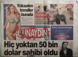 Sabah Günaydın Gazetesi 14 Ağustos 2005 Seren Yine Kapris Yaptı Ve 50 Bin Doları Kaptı - GZ44171 - 1