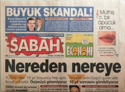 Sabah Günaydın Gazetesi 24 Ekim 2000 Ebru Şallının Başı Dertte -GZ37595 - 1