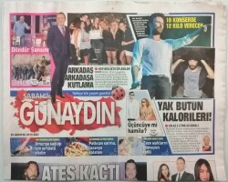 Sabah Günaydın Gazetesi 25 Ağustos 2015 Harun Tana Rakip Geldi -Ateş Kaçtı Beyaz Kaptı -GZ44694 - 1