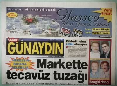 Sabah Günaydın Gazetesi 3 Nisan 2002 Hülya Avşardan Yılın Şakası -GZ37066 - 1