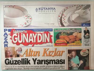 Sabah Günaydın Gazetesi 3 Nisan 2005 Vahide Gördüm Yemek Kitaplarını Bir Roman Gibi Okuyabilirim -GZ33224 - 1