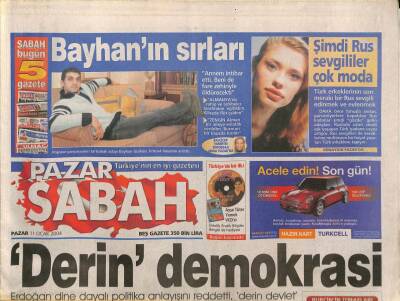 Sabah Pazar Gazetesi 11 Ocak 2004 - KKTCde Tarihi Koalisyon - Baykal İstanbul Adayı İçin Anket Yaptırıyor GZ93660 - 1