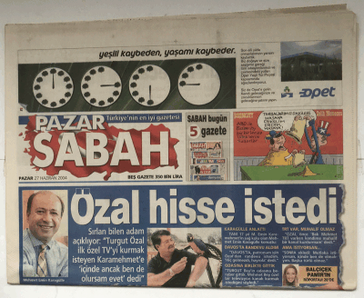 Sabah Pazar Gazetesi 27 Haziran 2004 - Özal Hisse İstedi GZ5545 - 1