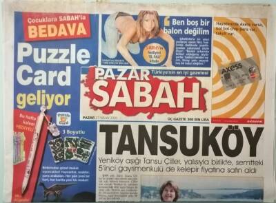Sabah Pazar Gazetesi 27 Nisan 2003 Ebru Gündeş 920 Bin Doları Ödeyecek - GZ37784 - 1