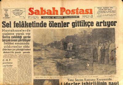 Sabah Postası Gazetesi 13 Eylül 1957 - İzmirde 9 Eczahane M. Korunmaya Verildi GZ116022 - 1