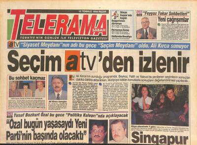 Sabah Telerema Gazetesi 10 Temmuz 1994 - Nükhet Duru ve Tarkan Singapurda, Yumruğunla Yaşa Filmi GZ126882 - 1