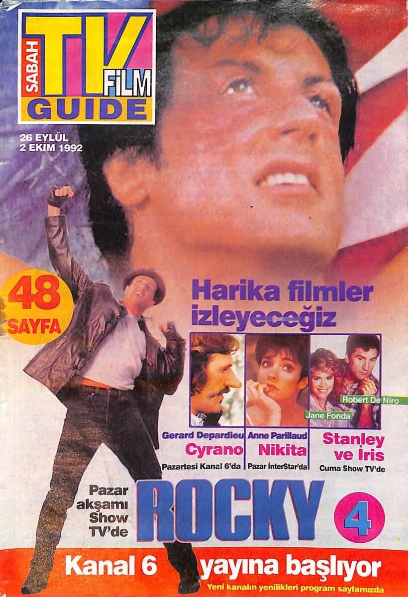 Sabah TV Film Guide 26 Eylül 2 Ekim 1992 - Rocky 4, Pazar Akşamı Show TV'de NDR93136 - 1
