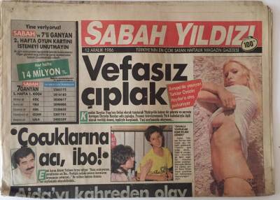 Sabah Yıldızı Gazetesi 12 Aralık 1986 - Ajda Pekkanı Kahreden Olay , Çocuklarına Acı İbo GZ25018 - 1