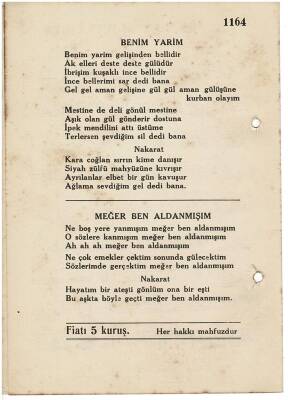 Sadeddin Kaynak - Meğer Ben Aldanmışım Nota Kitapçığı EFM1975 - 5