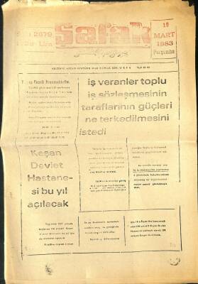 Şafak 10 Mart 1983 - Keşan Devlet Hastanesi Bu Yıl Açılacak GZ122427 - 1