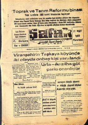 Şafak 21 Mart 1983 - Urfa Cesur Turizm LTD ŞTİ GZ122436 - 1