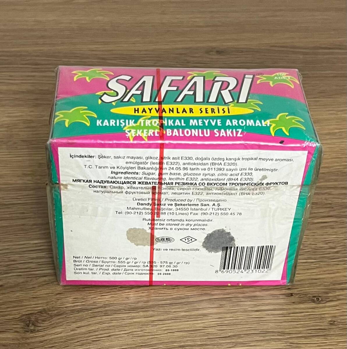 SAFARİ HAYVANLAR SERİSİ (DANDY) 1998 Şekerli Sakız Açılmamış Kutu # SKZ1828 - 5