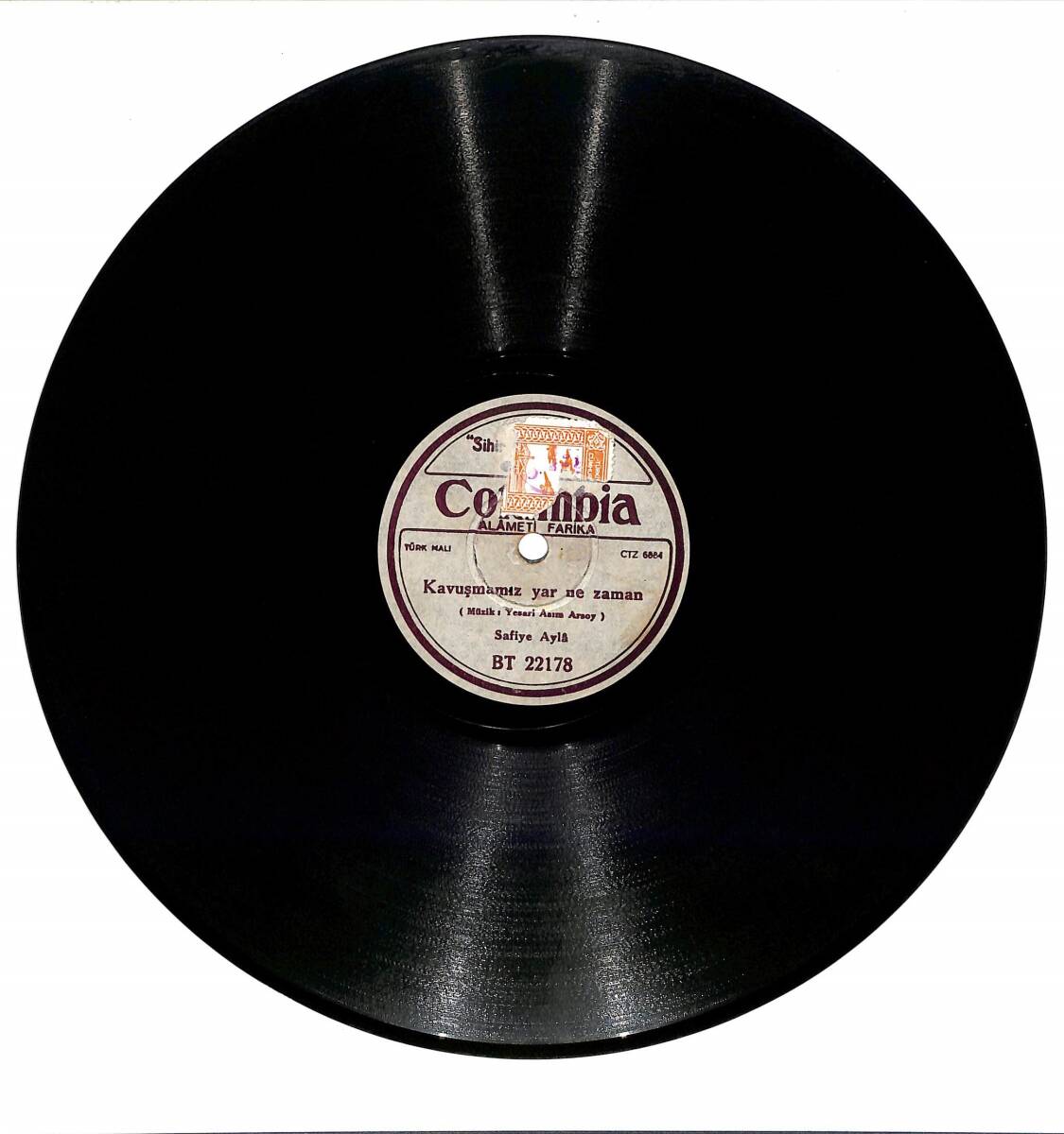 Safiye Ayla – Kavuşmamız Yar Ne Zaman & Helal Etmem Kanımı TAŞ PLAK (10/8.5) * Columbia – 1949 * PLK27683 - 2
