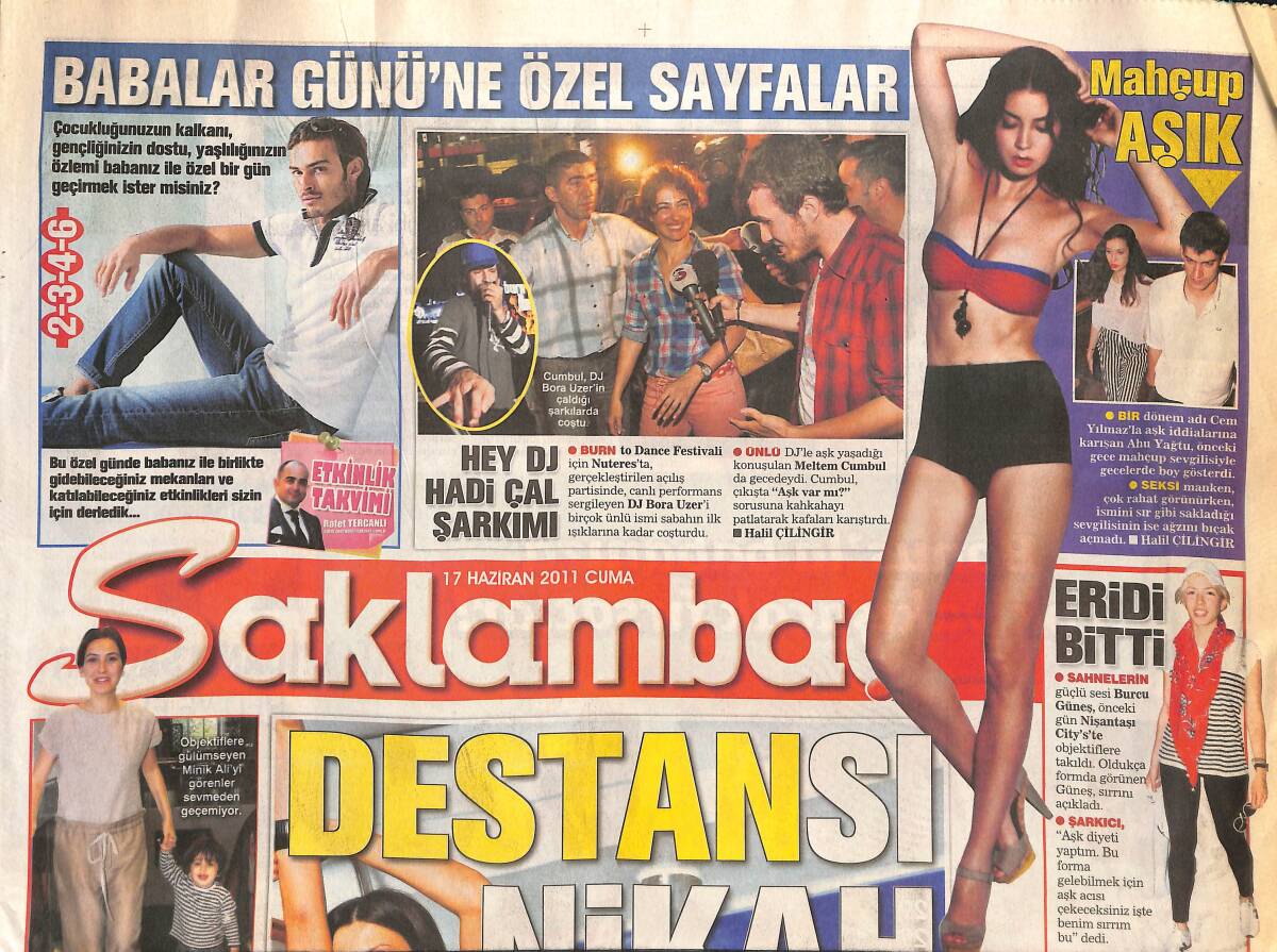 Saklambaç Gazetesi 17 Haziran 2011 - Sıla'nın Kafası Tatilde - Ebru Yaşar Yıkıldı - Ahu Yahtu Mahcup Sevgilisiyle Boy Gösterdi GZ137070 - 1