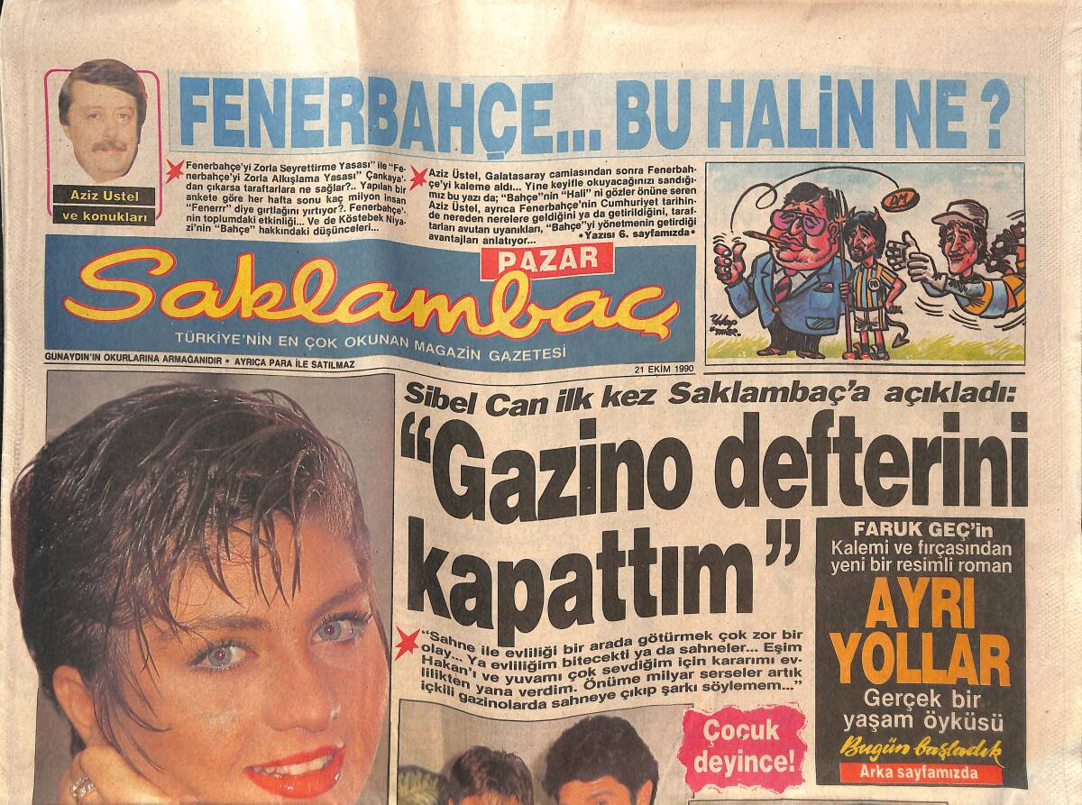 Saklambaç Gazetesi Pazar 21 Ekim 1990 - Sibel Can 