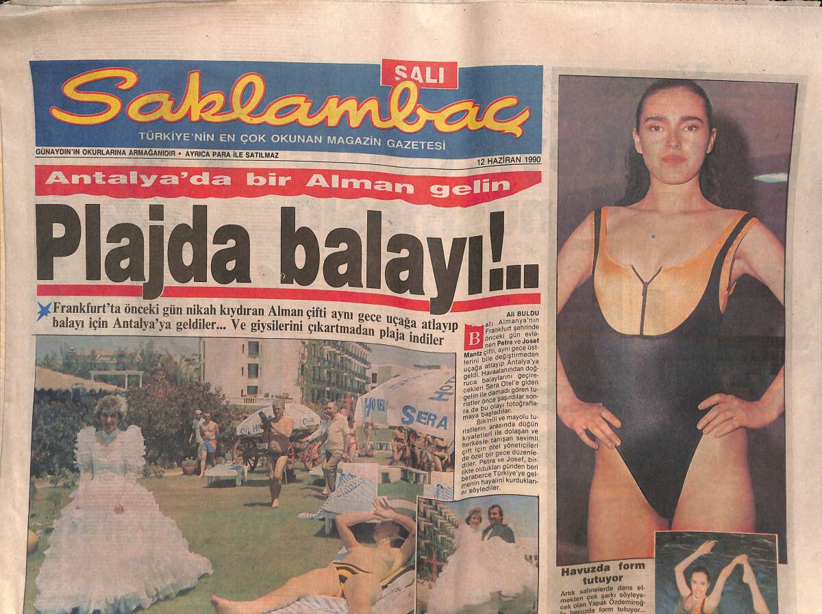 Saklambaç Gazetesi Salı 12 Haziran 1990 - Yaprak Özdemiroğlu Havuzda Form Tutuyor - Mustafa Topaloğlu'nun Gözüyle Avustralya GZ138151 - 1