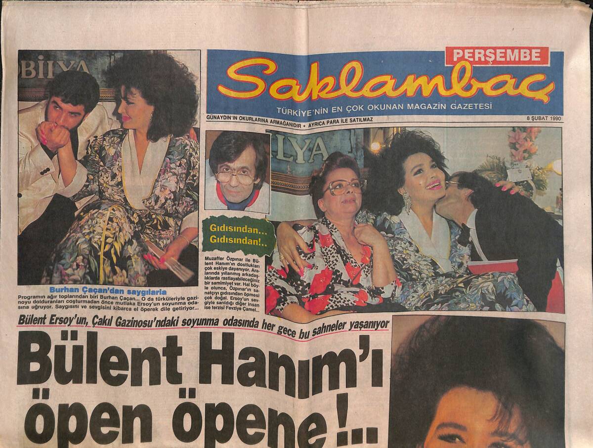 Saklambaç Gazetesi Salı 8 Şubat 1990 - Bülent Hanım'ı Öpen Öpene! - Nil Ünal'a Anne Ve Abla Desteği - Michael Jackson'ın Portresi 5 Milyara Satıldı GZ137996 - 1