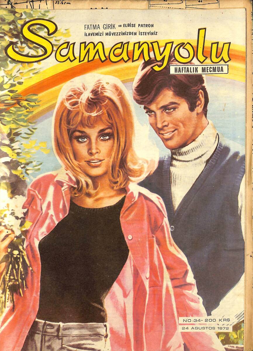 Samanyolu Haftalık Mecmua 24 Ağustos 1972 No: 34 - Paftası İçindedir - Fatma Girik Poster - Hülya Koçyiğit'in Jesti NDR101473 - 1
