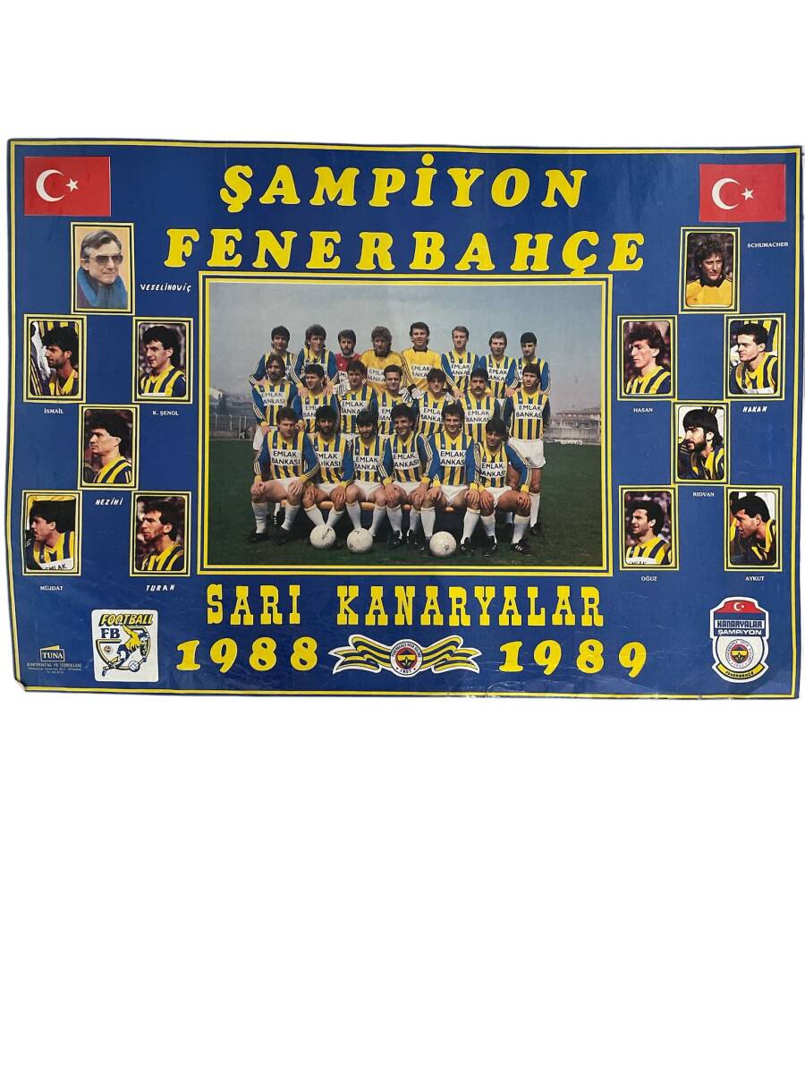 Şampiyon Fenerbahçe 1988 - 1989 Yılı Kartpostal (Ultra Dev Boy) KRT24036 - 1