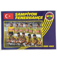 Şampiyon Fenerbahçe Futbol Takımı Kadrosu 1988 - 1989 Yılı Kartpostal (Ultra Dev Boy) KRT24038 - Gökçekoleksiyon