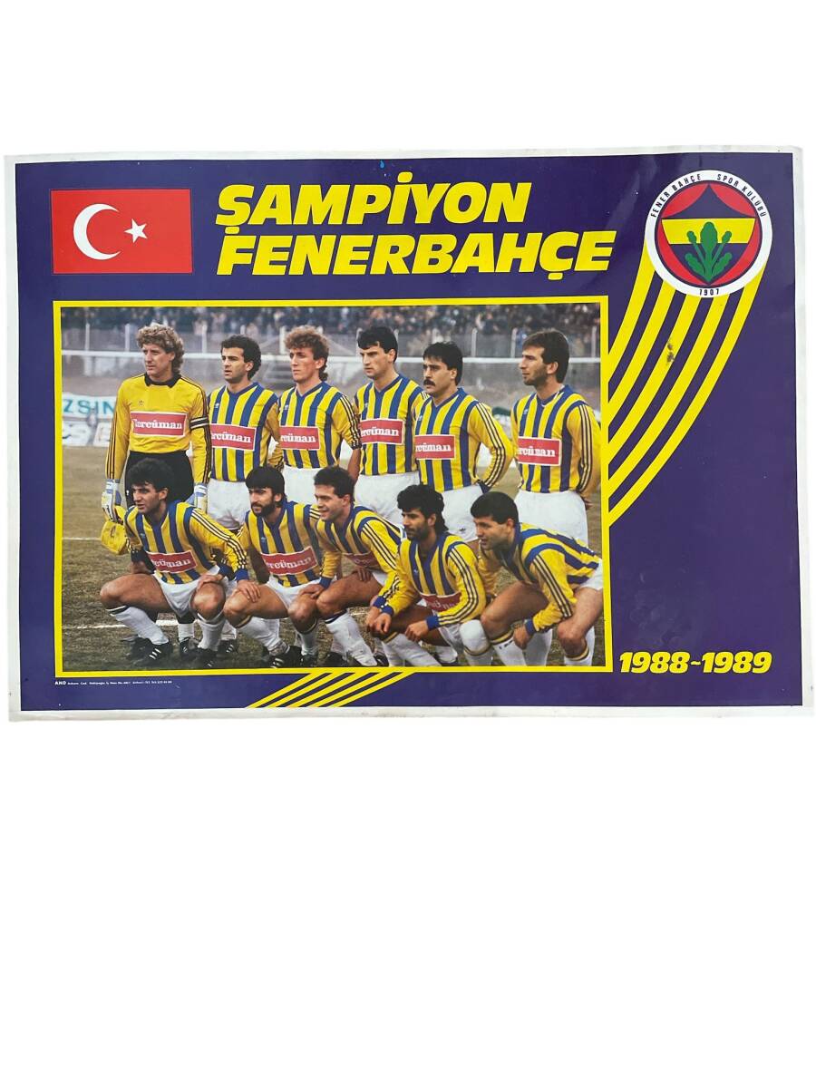 Şampiyon Fenerbahçe Futbol Takımı Kadrosu 1988 - 1989 Yılı Kartpostal (Ultra Dev Boy) KRT24038 - 1