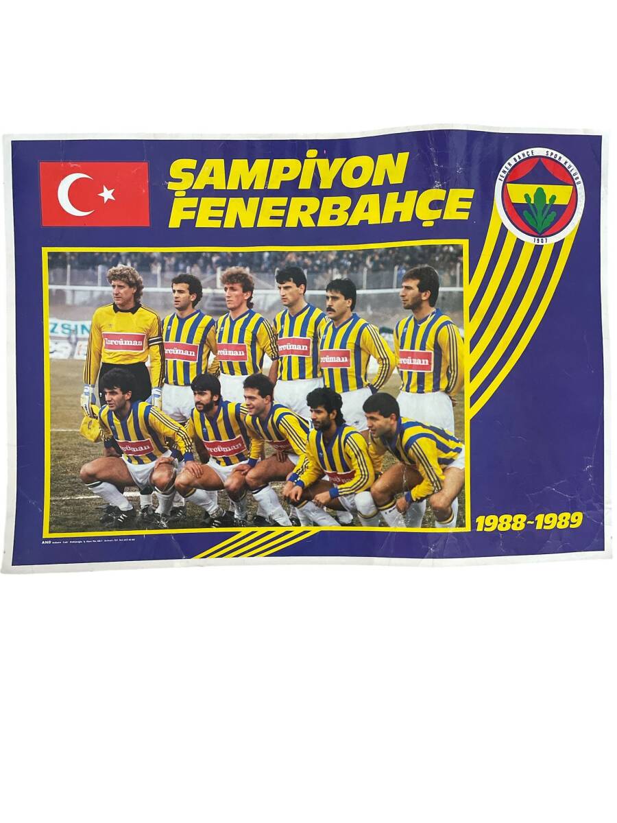 Şampiyon Fenerbahçe Futbol Takımı Kadrosu 1988 - 1989 Yılı Kartpostal (Ultra Dev Boy) KRT24041 - 1