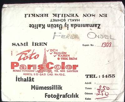 Samsun FOTO PARİS Sami İren Yazılı Zarf EFM(N)11491 - 1