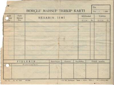 Samsun PTT 1957 Yılı Tahsilat Makbuzu EFM509 - 2