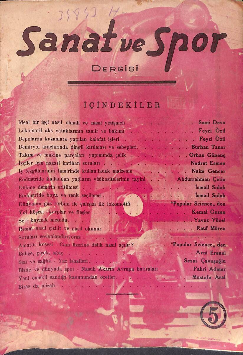 Sanat Ve Spor Dergisi Eylül 1949 Sayı: 5 NDR93043 - 1