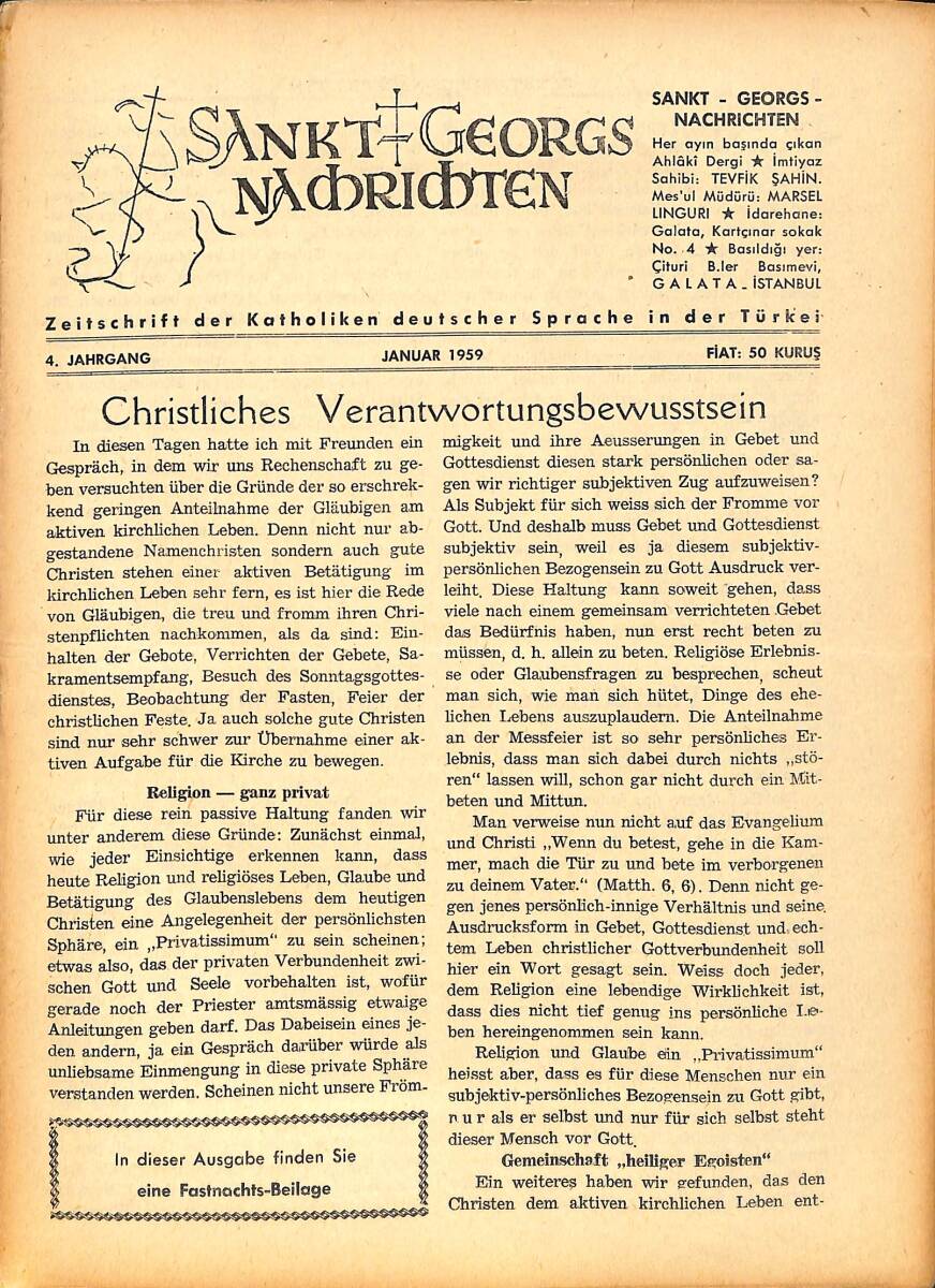 Sankt Georgs Nachrichten – Januar 1959 – Christliches Verantwortungsbewusstsein NDR100711 - 1