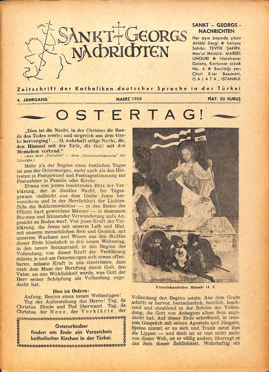 Sankt Georgs Nachrichten – Maerz 1959 – Franziskanisches Missale 14. J. – Christi Grab in Gordons Garten? NDR100713 - 1