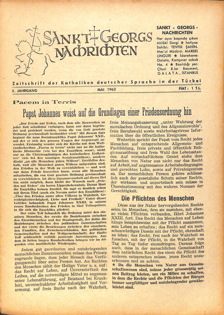 Sankt Georgs Nachrichten – Mai 1963 – Papst Johannes weist auf die Grundlagen einer Friedensordnung hin NDR100729 - 1