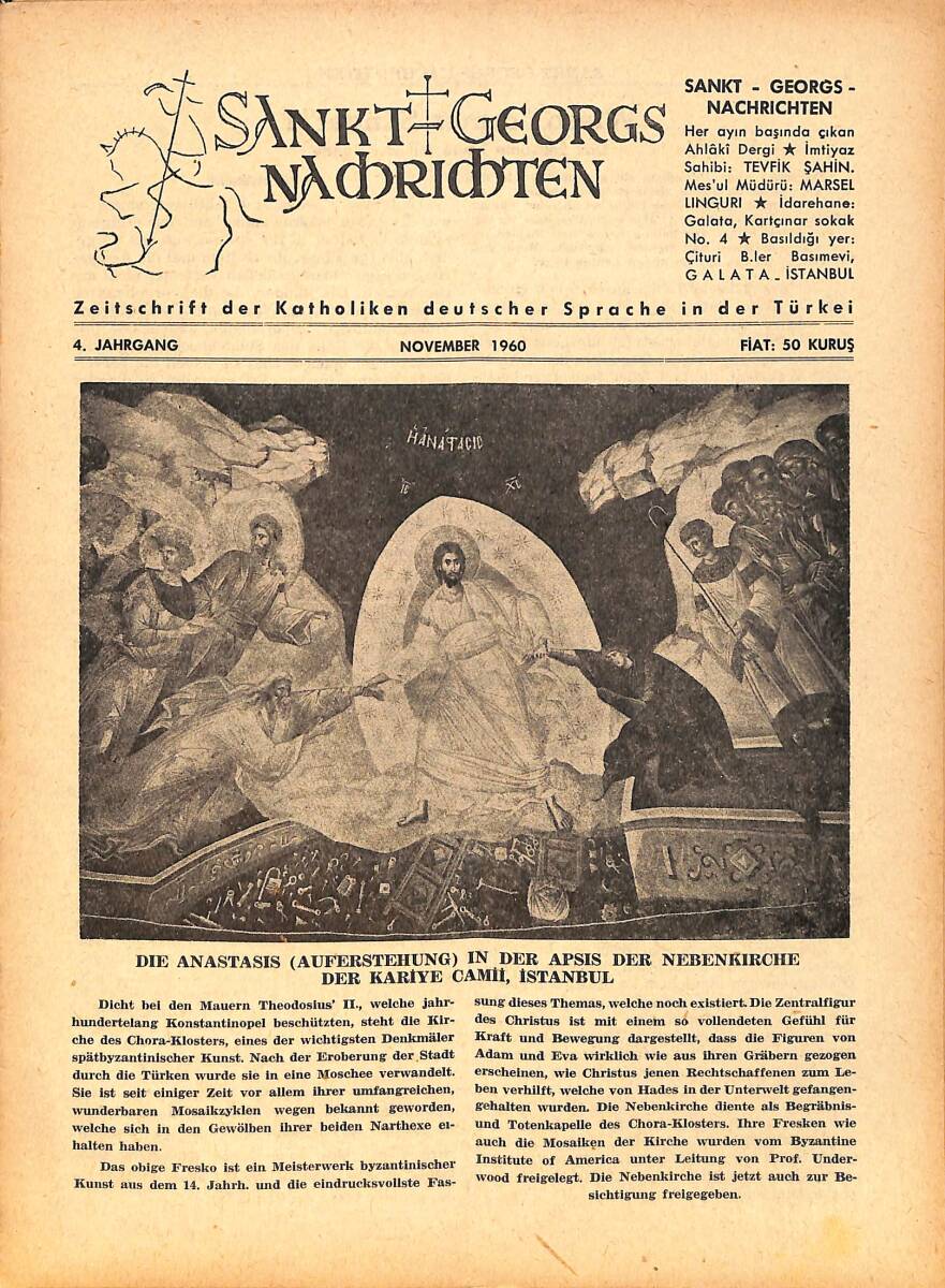 Sankt Georgs Nachrichten – November 1960 – Die Anastasis (Auferstehung) In Der Apsis Der Nebenkirche Der Kariye Camii, İstanbul NDR100699 - 1