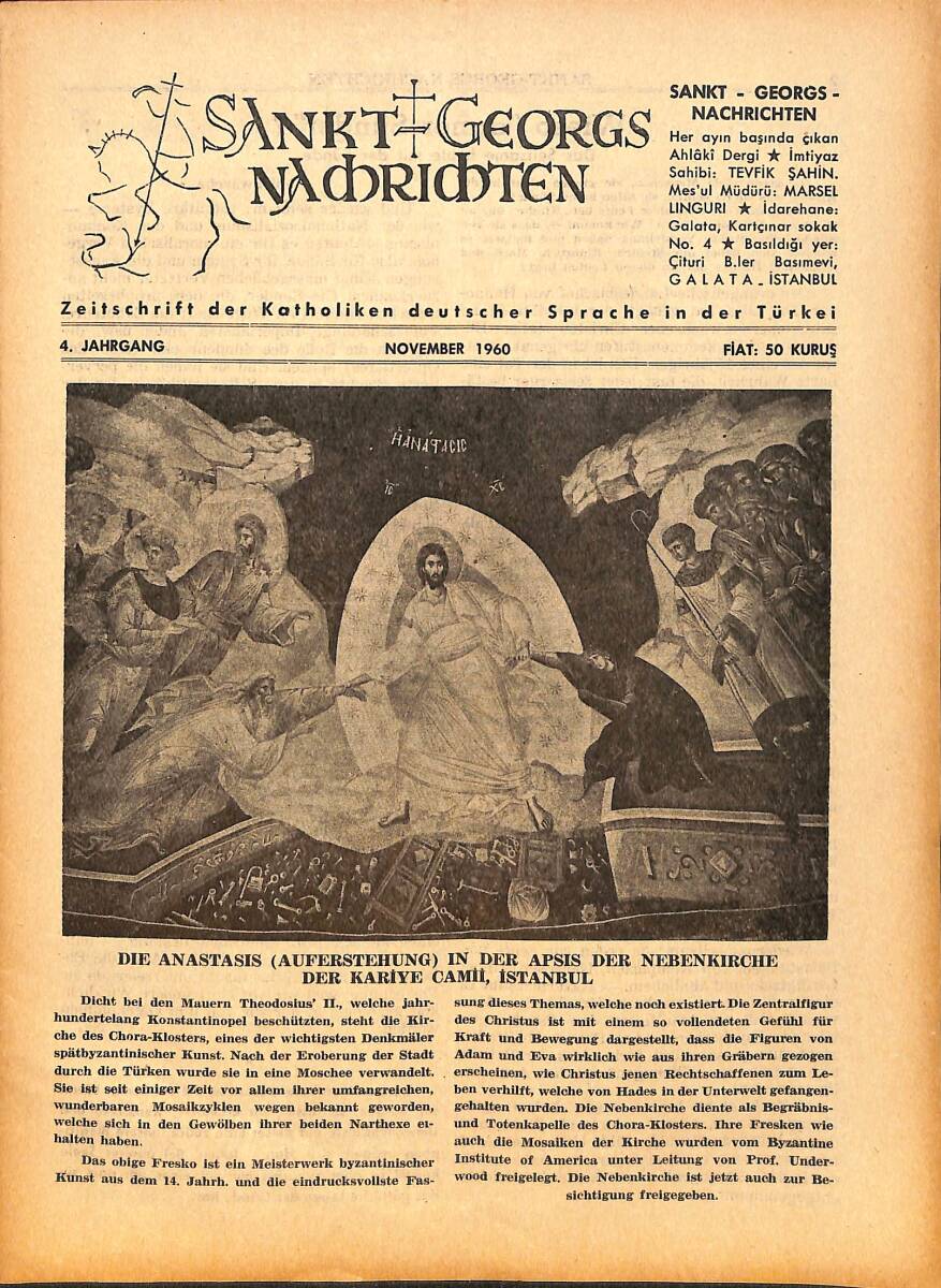 Sankt Georgs Nachrichten – November 1960 – Die Anastasis (Auferstehung) In Der Apsis Der Nebenkirche Der Kariye Camii, İstanbul NDR100705 - 1