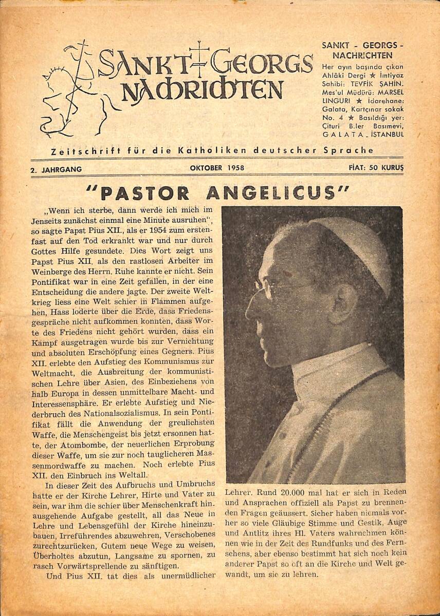 Sankt Georgs Nachrichten – Oktober 1958 – Pastor Angelicus – Die Mosaiken der Klosterkirche des Erlösers in Chora NDR100721 - 1