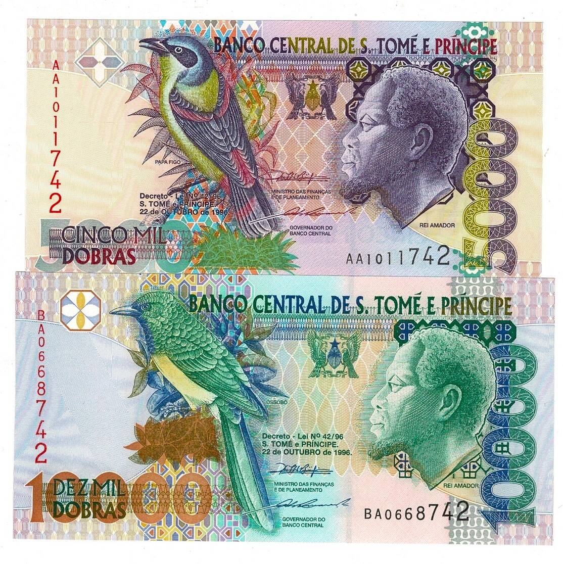 Sao Tome Principe Ülkesi 5000/10000 Dobras 1996 SET ÇİL YKP8312 - 1