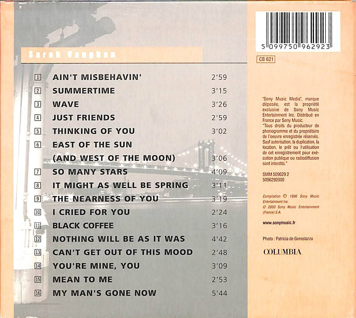 Sarah Vaughan 1949 1987 Columbia Jazz CD (İkinci El) CD4431 - 3
