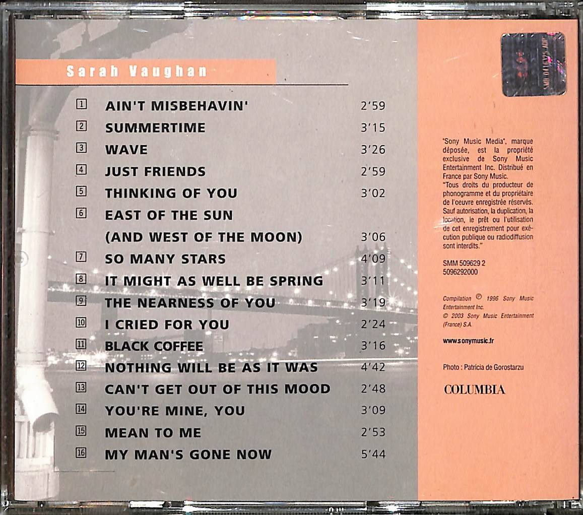 Sarah Vaughan 1949 1987 Columbia Jazz CD (İkinci El) CD5012 - 2
